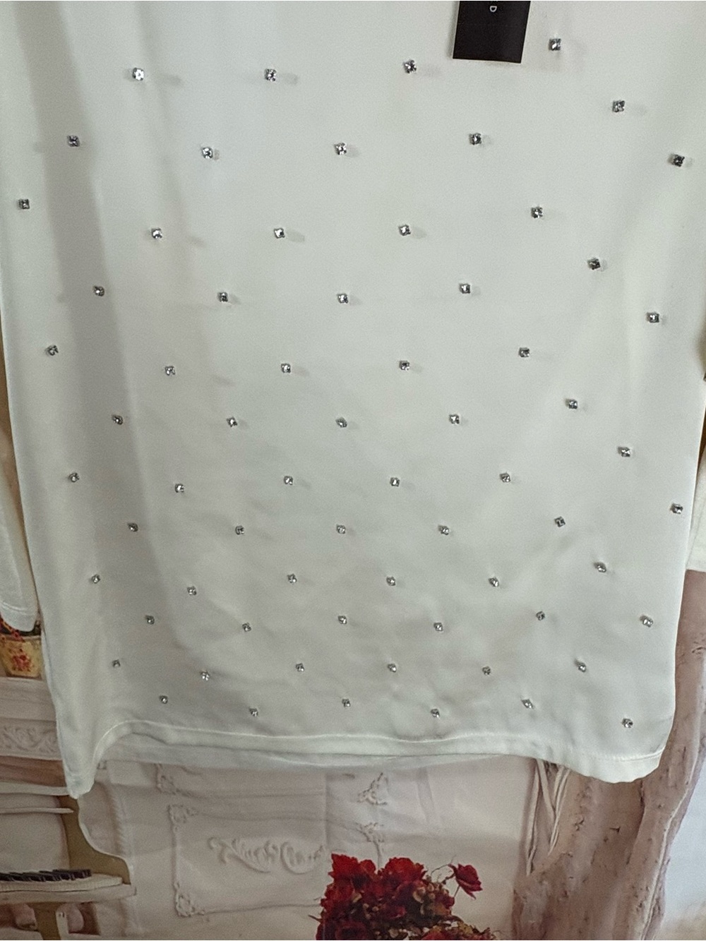 NEW The Limited Cream Scoop Neck Studded Long Sleeve Top - Picture 4 of 9